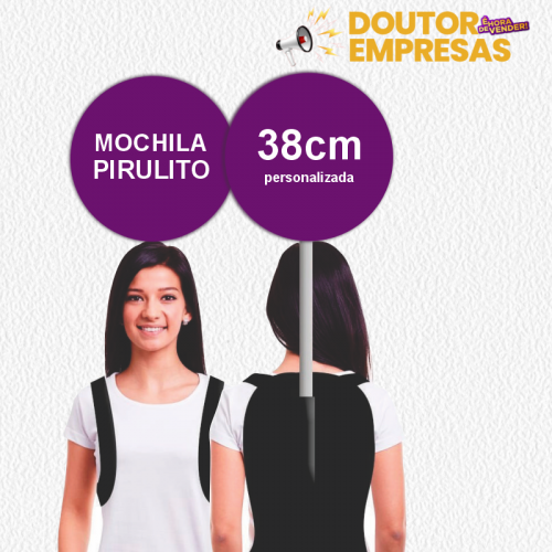 Mochila Pirulito Base Haste Placa 38cm Personalizada
