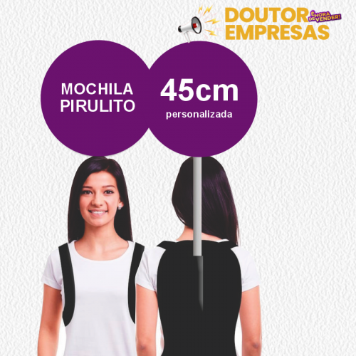 Mochila Pirulito Base Haste Placa 45cm Personalizada